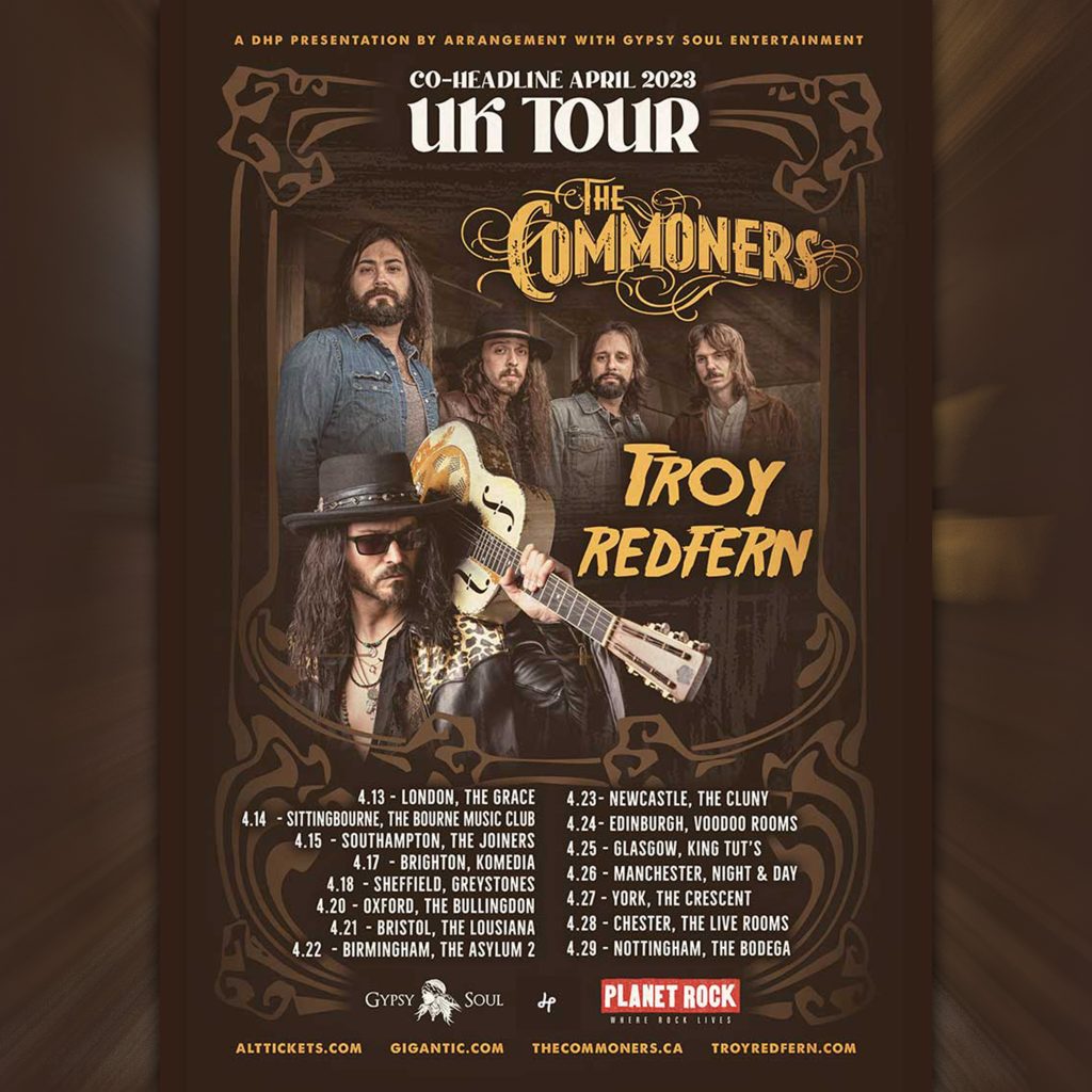 The Commoners and Troy Redfern - 2023 UK Tour Poster